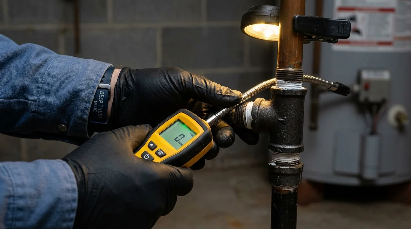Gas leak detection with electronic sniffer by Johns Plumbing LLC in Mount Pleasant