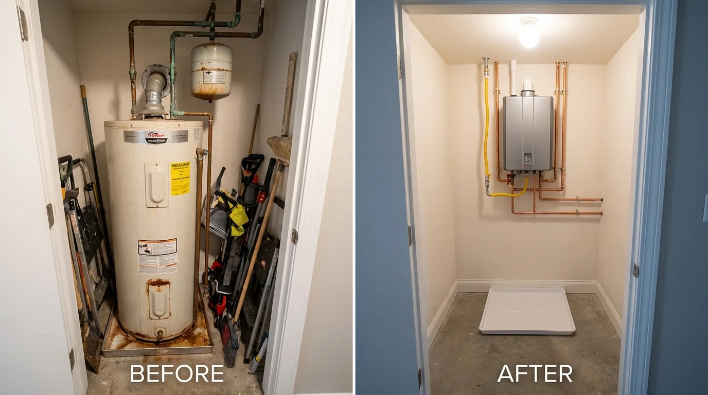 Tank water heater versus wall-mounted tankless unit comparison for Mount Pleasant, MI homeowners